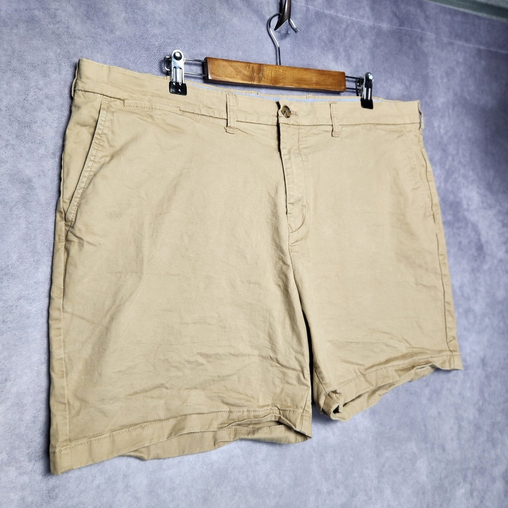Tommy Hilfiger Mens Khaki Chino Shorts Tan Stretch Flat Front 78J3383 Size 42